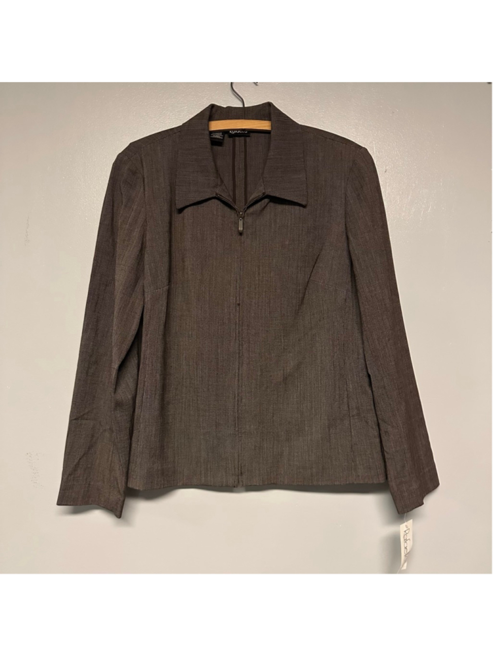 Rafaella Brown Chambray Zip-Up Blazer Jacket Women’s Size 12 Business Formal